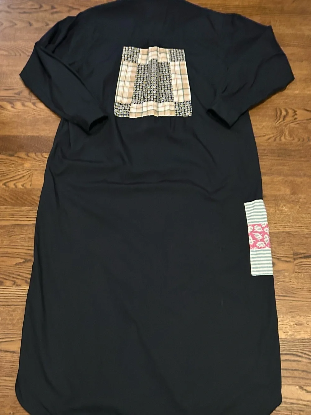 Carlene black  Long-Sleeve Button-Front Shirt Dress w Patch Pocket 1of a kind